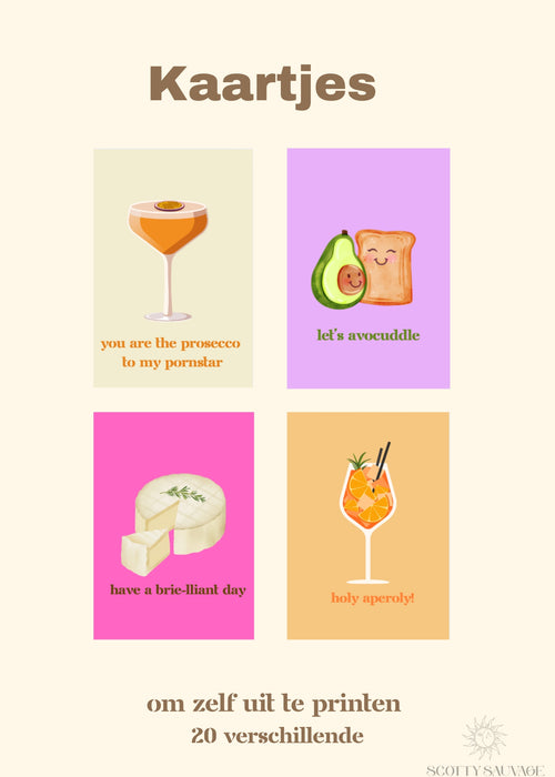 Printable Kaartjes - 20 st.